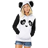 ZXZY Women Cute Cotton Blend Long Sleeve Panda Print Hoodies Pullover Tops