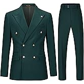 Men's Slim Fit 2 Piece Suit Double Breasted Business Wedding Prom Tuxedo Suits Blazer & Pants Set…