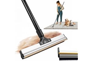 ENUKYCOM 2025 Dual-Edge Carpet Rake for Pet Hair Removal & Fluffing Matted Carpet – 61" Adjustable Handle, Deep Clean Dog & Cat Hair Remover, Reusable Scraper for Rugs, Low Pile Carpet, Couch & Stairs