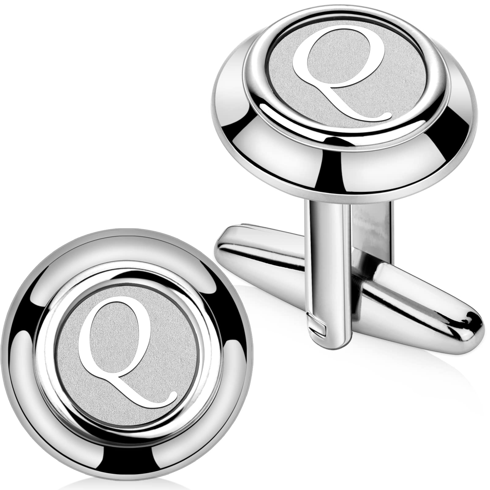 AMITER 26 Letters Tie Clip and Cufflinks for Men, Initial Tie Bar & Cuff Links Set Necktie Clip for Business, Wedding, Anniversary, Metal