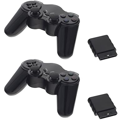 2x Smartfox Wireless kabellos funk Gamepad Controller Joypad für Sony Playstation 2 PS2 in schwarz