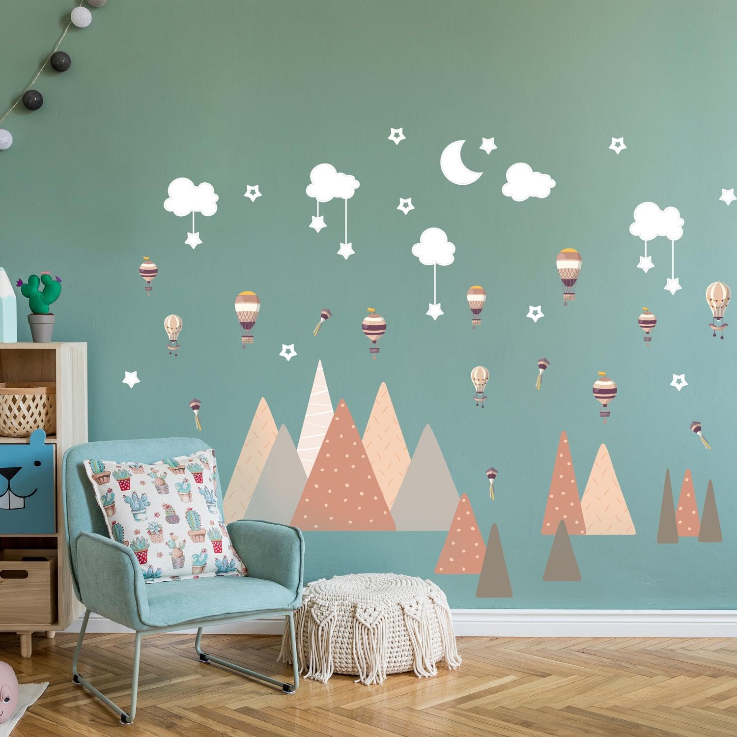 WALPLUS 50 Pieces Flying Over Mountains Wall Stickers Mural Art Vinyl Nursery Decorations for Living Room Kids Bedroom Decors Home Removable DIY Wall Decals Hotels Cafe Office Decors