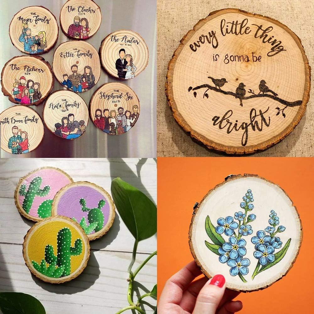 Unfinished Natural Wood Slices 20PCs 9-10cm Craft Wood kit Circles Crafts Christmas Ornaments Rustic Wedding Decoration DIY Crafts with Bark for Crafts - Image 4