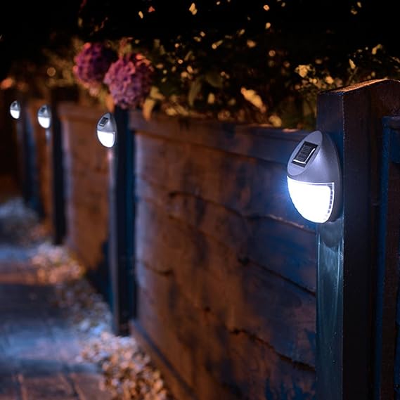 8 Solar Powered LED Fence Lights Outdoor Wall Garden Door Lighting Shed