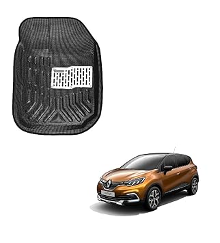 Caro Manic - 3D/4D Car Floor Mats for Captur Model (Black, Pack of 5)