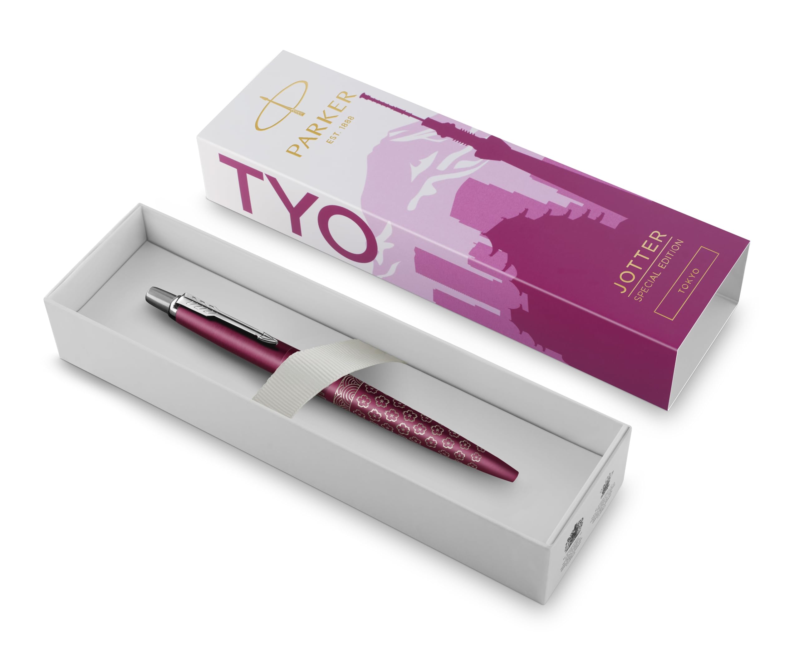 Parker Jotter Special Edition Global Icons Ballpoint Pen | Tokyo Satin Pink | Blue Ink | Gift Boxed