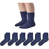 EPEIUS Seamless Socks for Girls Boys Thin Breathable School Uniform Socks Toddlers Cotton Crew Socks 3T-15 Years 6 Pack
