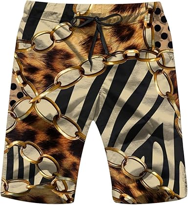 mens leopard print swim trunks