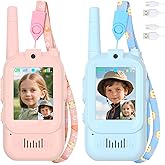 Video Walkie Talkies for Kids – Kids Walkie Talkies 2 Pack with HD Camera & Voice Changer, 1000 Feet Range, Birthday Toys Gifts for Indoor Play, Camping, Hiking, Travel, Boys Girls Age 3+ (Pink/Blue)