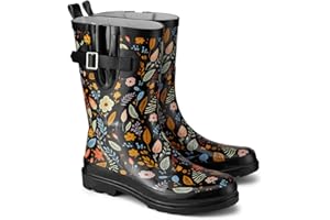 HISEA Rubber Rain Boots for Women Waterproof Garden Mud Boots