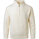 Beryielite Men's Quarter Zip Sweater Knitted Pullover Long Sleeve Solid Jumper Casual Sweatshirt for Autumn Winter