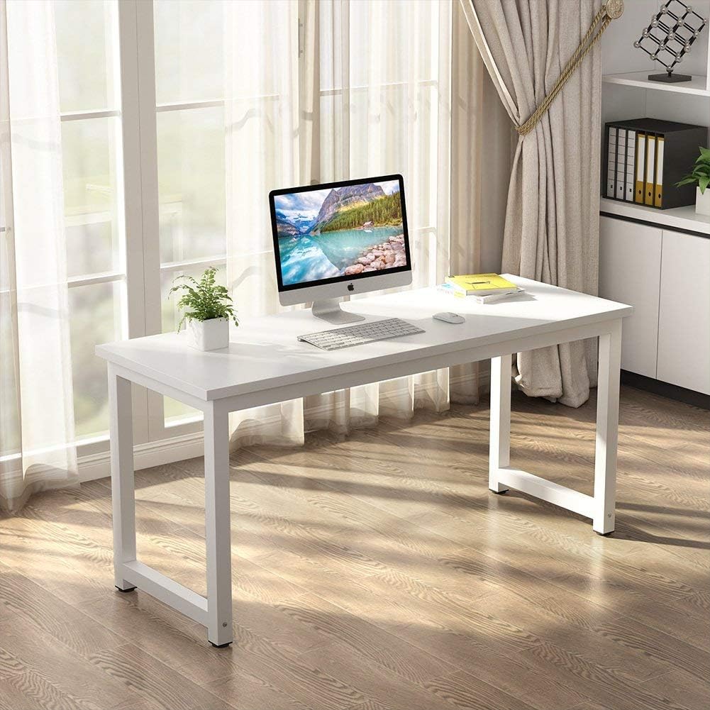 Huisen Furniture Modern Office Computer Desk Table White 4ft Simple