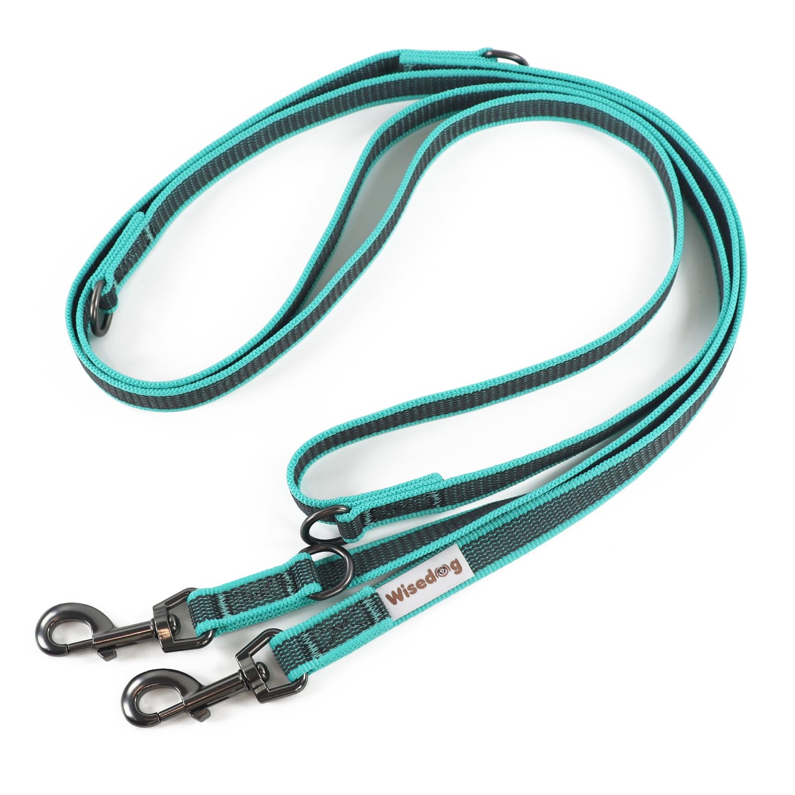 Wisedog 3m Lake Green Double-Ended Rubberised Dog Lead Lightweight Non-Slip Hands Free Lead for Dog for Walking Running Camping