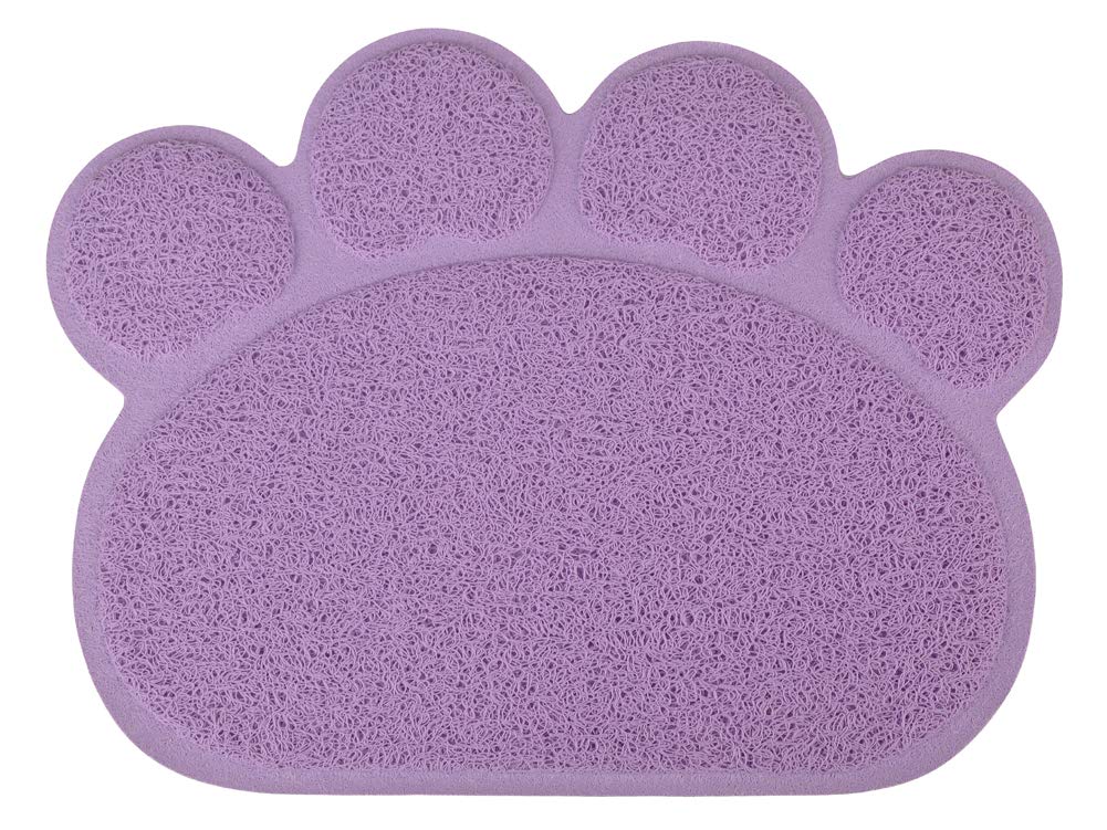 Paw-Shaped Cat Litter Tray Mat,40x30 cm (Purple)