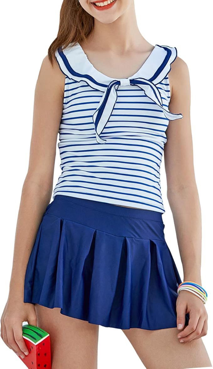 Amazon 水着 女の子 子供 キッズスクール セパレート ストライプ 蝶