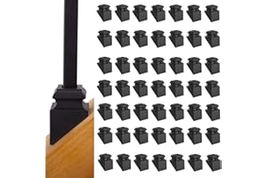 SENMIT Iron Baluster Shoes - Slant Shoe with Screw - for Use with 1/2" Square Balusters - Set of 50 (Satin Black)