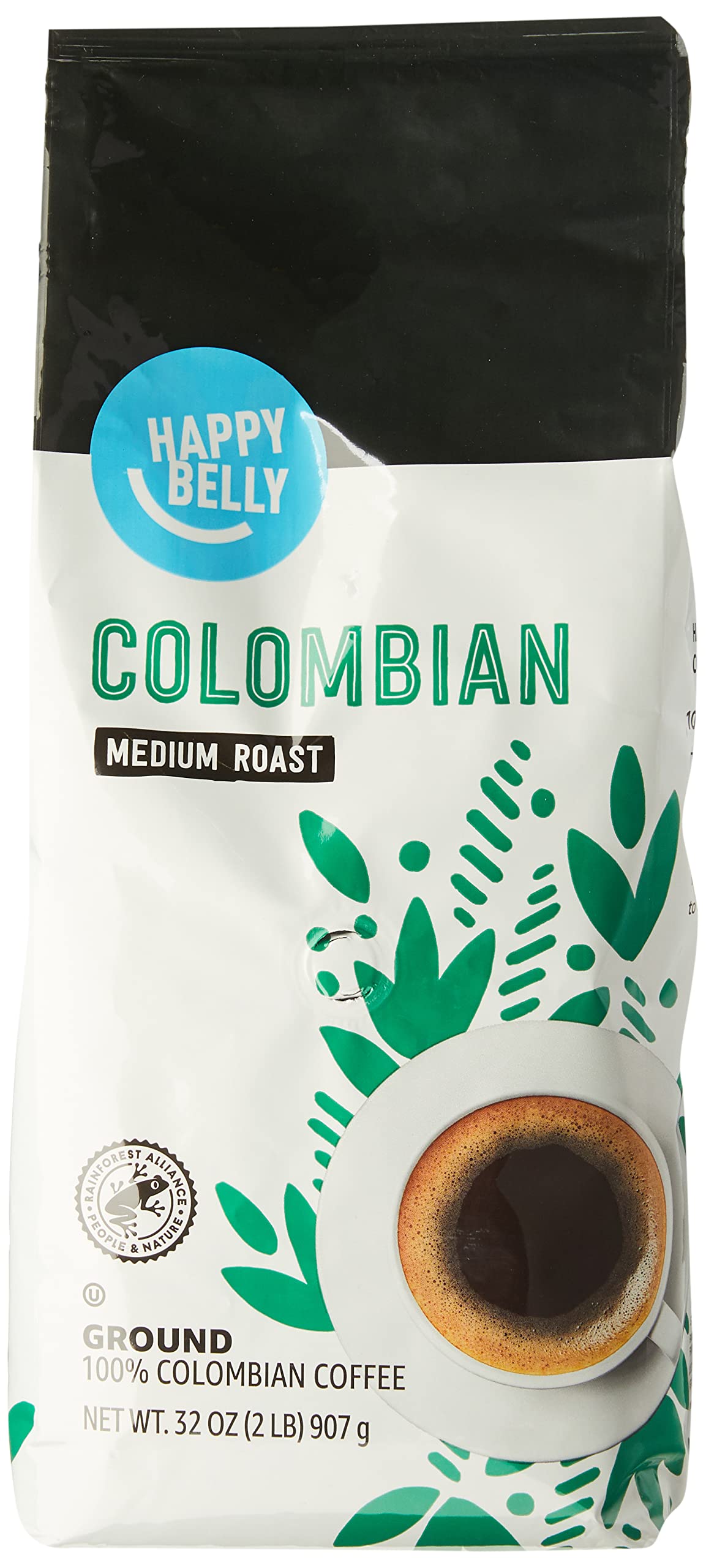 Photo 1 of *(** EXP 1/07/25 *** Amazon Brand - Happy Belly Colombian Ground Coffee, Medium Roast, 2 pound (Pack of 1)