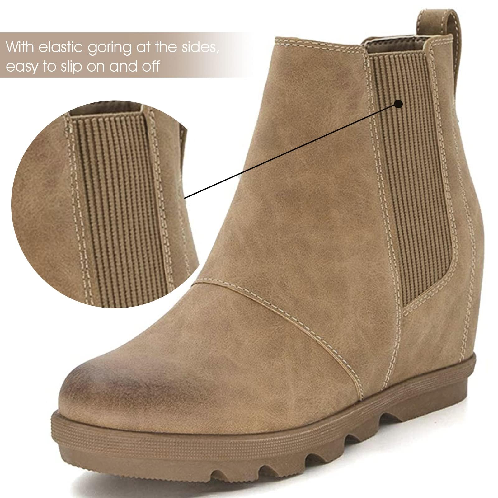 Athlefit Women's Wedge Boots Comfortable Ankle Wedge Booties