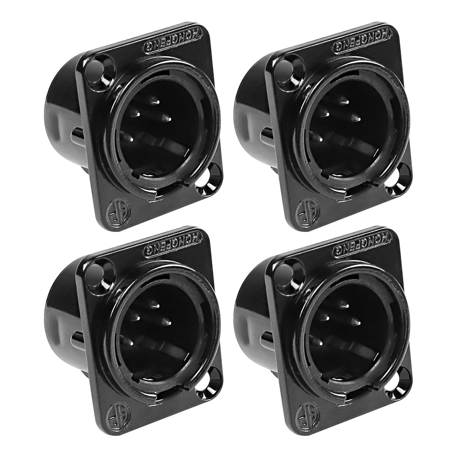 XMSJSIY 4 Pin XLR Panel Mount Connector XLR Male Socket Audio Speaker Microphone Connector D-Type Chassis Solder for Microphone Musical Instruments- 4pcs (4 Pin Male)