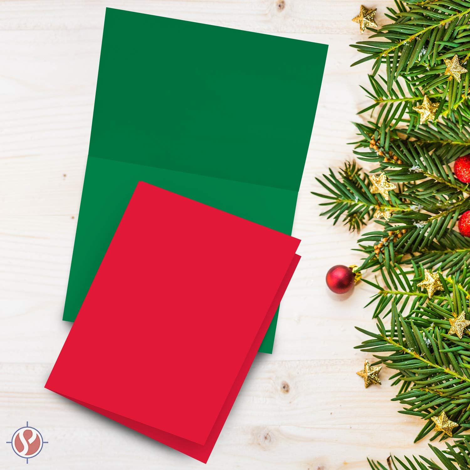 2021 Holiday Christmas Greeting Cards - 25 Red & 25 Green Blank Cards with 50 White Envelopes - Card Size 4.25 x 5.5 Inches When Folded - Envelopes Size A2 : Office Products