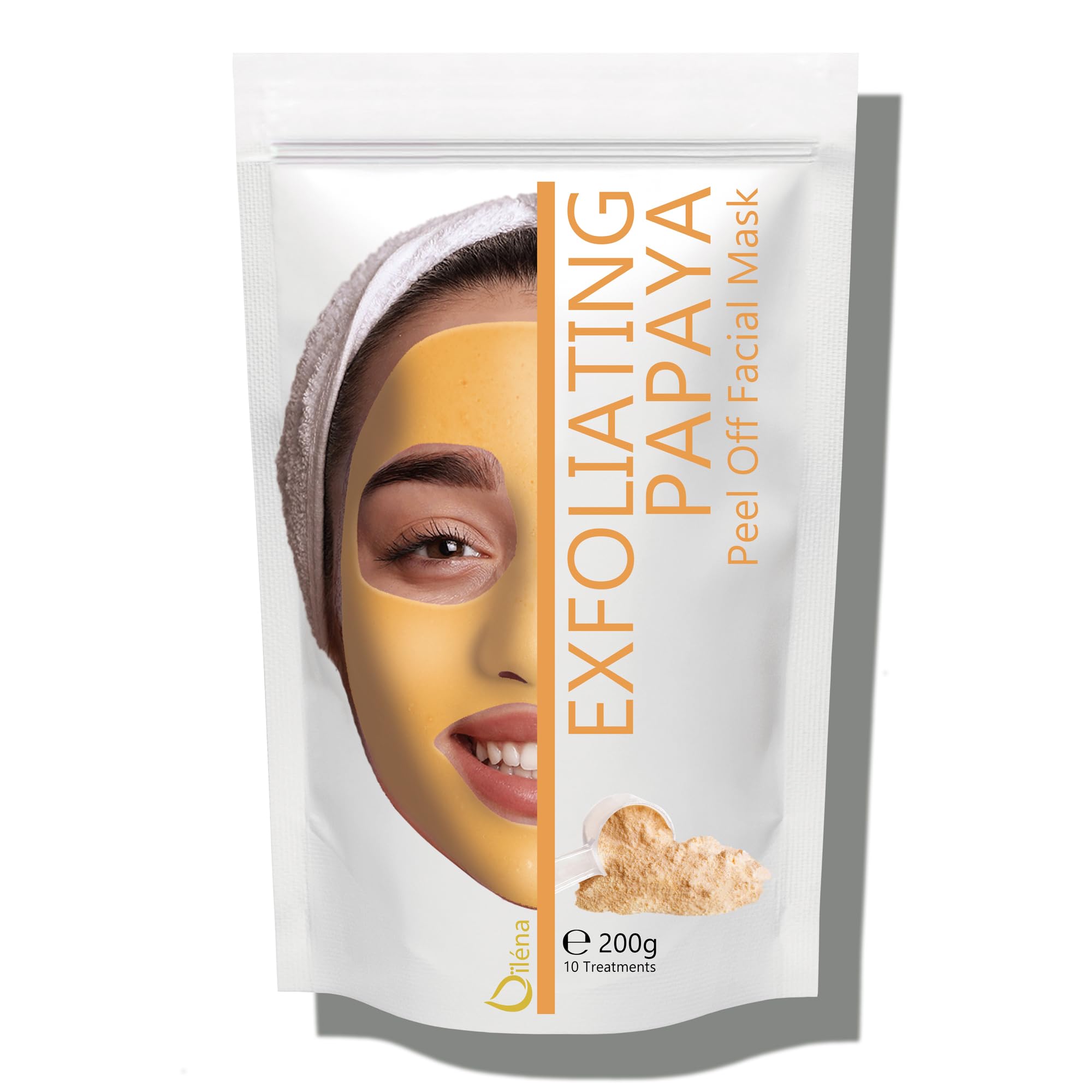 Oïléna - Alginate Peel-Off Moisturizing Mask 200g | Natural Skin Care with Marine Complex Powder | DIY Home Facial Mask | Exfoliating Papaya Mask for Blackhead Removal
