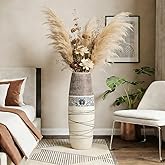 POPGRAT Tall Floor Vase 32 inches, Thick Ceramic Large Rustic Vases for Home Decor Living Room, Boho Textured Decorative Vases Wide Mouth Opening Corner Vase for Flowers Stems