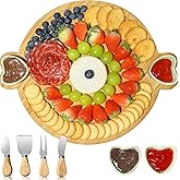 Yonscess Charcuterie Boards Gift Set,Cute Bamboo Cheese Board, Round Charcuterie Board, House Warming Gifts New Home, Wedding & Bridal Shower Gift, Birthday Gift for Women,Mothers Day Gifts for Mom