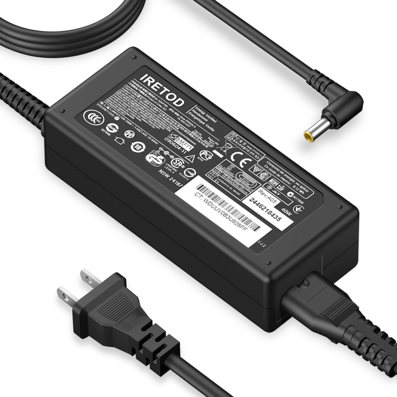 Photo 1 of DC 19V Power Cord for LG Electronics 27" 24" 23" 22" 20" 19" LCD LED HD TV Monitor Widescreen Replacement for LG Monitor Power Adapter Supply Power Cord