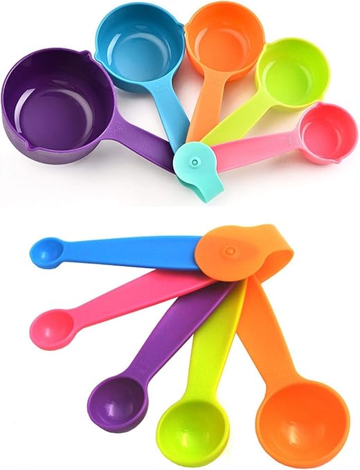 10 Pieces Measuring Spoon and Cups Plastic Measuring Spoon Set Kitchen Measuring Gadgets for