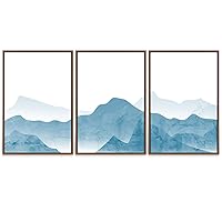 SIGNWIN 3 Piece Framed Canvas Wall Art Mountain with Fog Canvas Prints Home Artwork Decoration for Living Room,Bedroom - 16