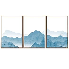 SIGNWIN 3 Piece Framed Canvas Wall Art Mountain...