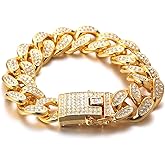 Halukakah Gold Chain for Men - The Royal - Iced Out 14/20MM Gold/Platinum White/Rose Gold/Rhodium Black Cuban Link Chain Necklace Bracelet Full Cz Diamond Cut Prong Set,Great Present Idea