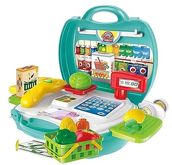 Vivir 23 Pieces Cash Register Organic Shop Play Set Toys for Kids