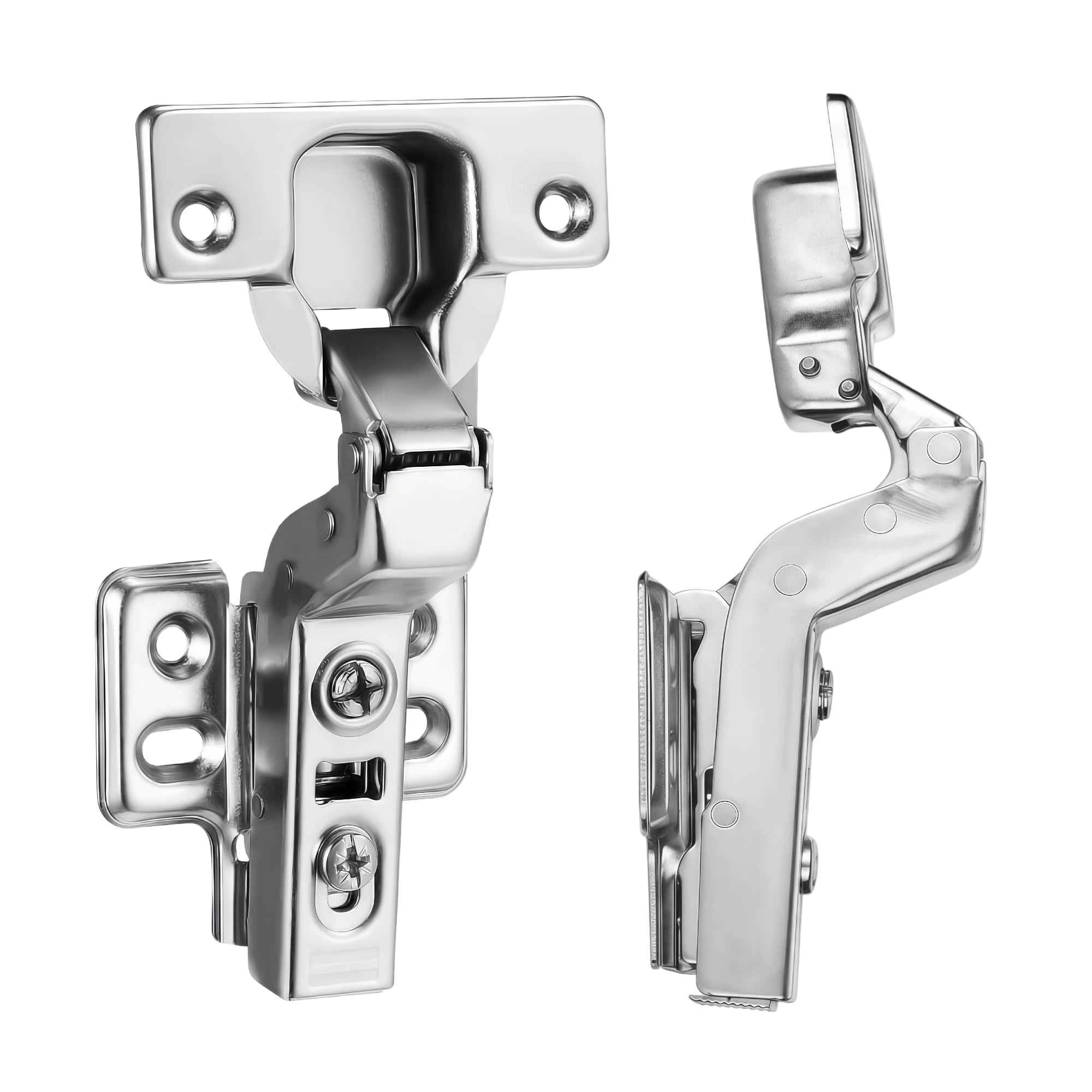 Luokim 10pcs Standard Cabinet Hinge,Fit for Frameless Cabinet,European Inset,Soft Closing,Four-Hole mounting Plate Hinges,Nickel Plated Finish