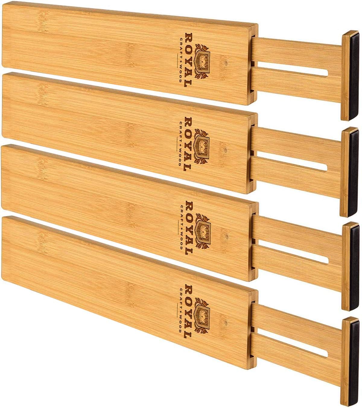 ROYAL CRAFT WOOD Adjustable Bamboo Drawer Dividers Organizers