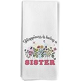 BitKAM Sister Gift Kitchen Towels, Sisters Gifts for Mother's Day Birthday Dish Tea Towels for Kitchen, Best Sister Ever Gifts Decorative Hand Towels for Bathroom, 16x24 Inches