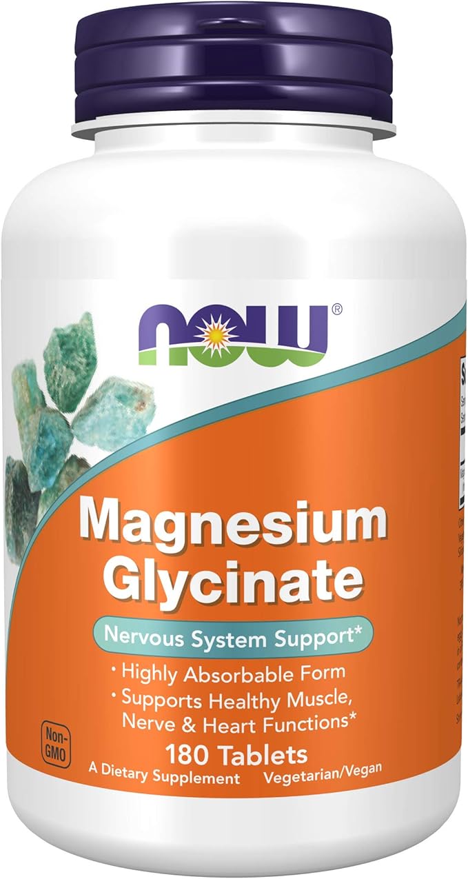 NOW Supplements, Magnesium Glycinate 100 mg, Highly Absorbable Form