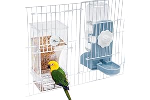 LEMTRFLO No Mess Bird Feeder Water Dispenser Set, Parakeet Cage Accessories, Bird Feeder and Waterers in Cage for Cockatiels, Finches, Lovebirds, Budgies, Canaries