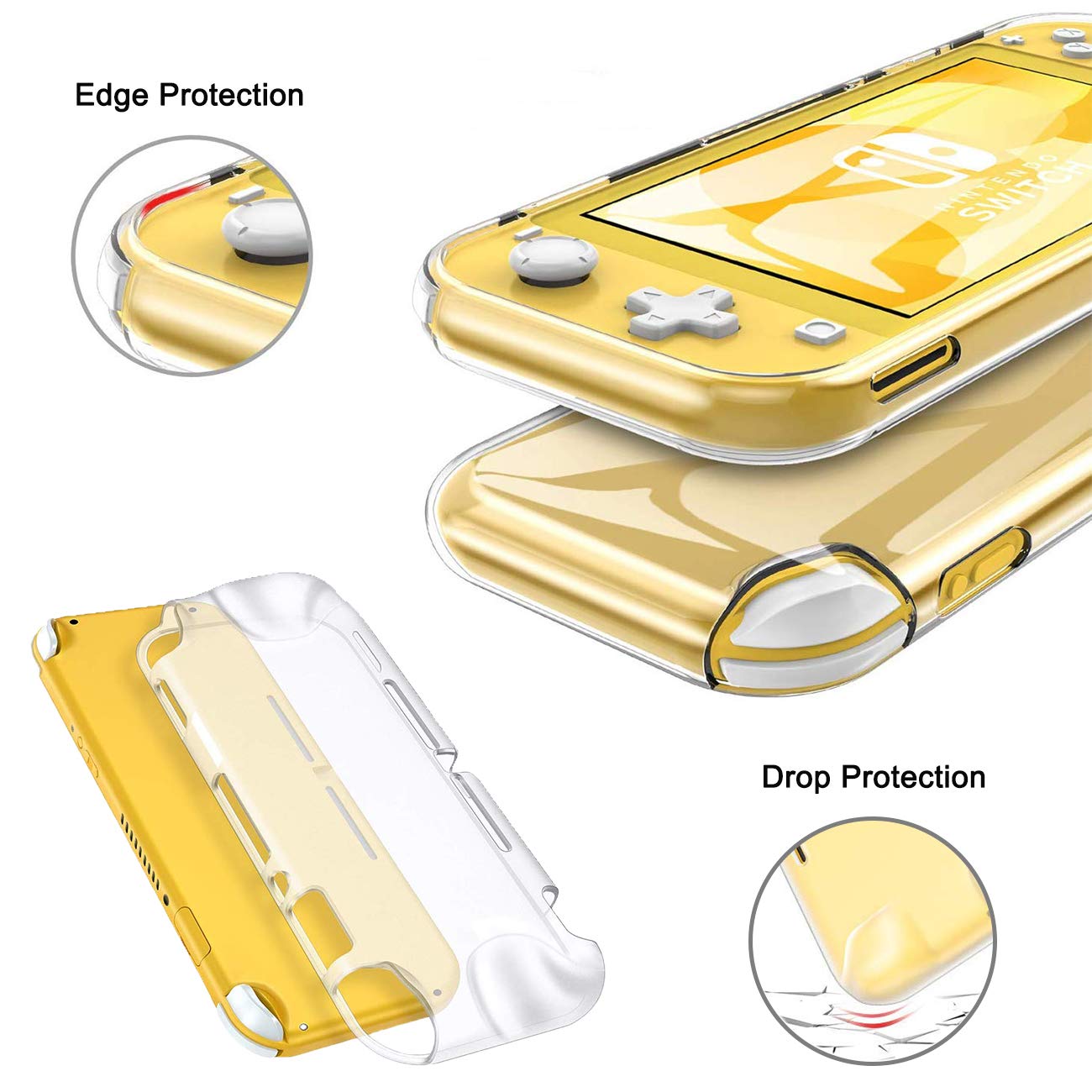 Accessories Kit 9 in 1 for Nintendo Switch Lite, Carrying Case for Switch Lite Come with 8 Game Cartridge, Clear TPU Cover Case, 2.5D Tempered Glass Screen Protector, 4 Pack Thumb-Grip for Switch Lite