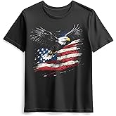 HSKLHBDIL Casual American Flag Eagle T-Shirt for Men Patriotic T-Shirts Short Sleeve