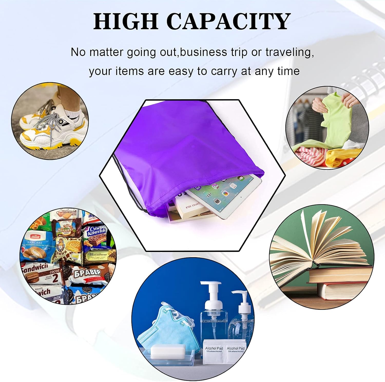  | CHEPULA Drawstring Backpack Bags Cinch Sacks String Portable Backpack for School, Travel, Sports&Storage | Drawstring Bags