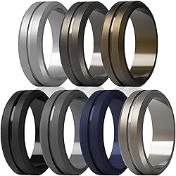 ThunderFit Silicone Wedding Rings for Men, Brushed