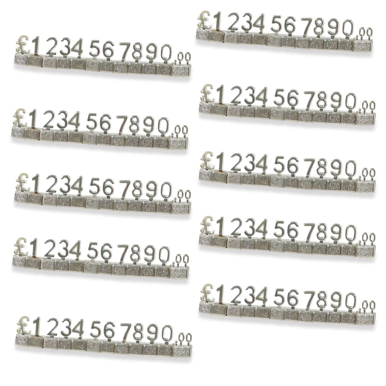MACHSWON 100 PCS Digital Price Tag 3D Metal Shelving Adjustable GBP ￡ Price Cube Kit for Shop Display Jewelry Watch Shop Office Display Pricemarker Labels Silver
