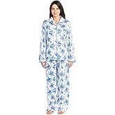 Casual Nights Women's Embroidered Contrast Print Long Sleeve Pajama Set