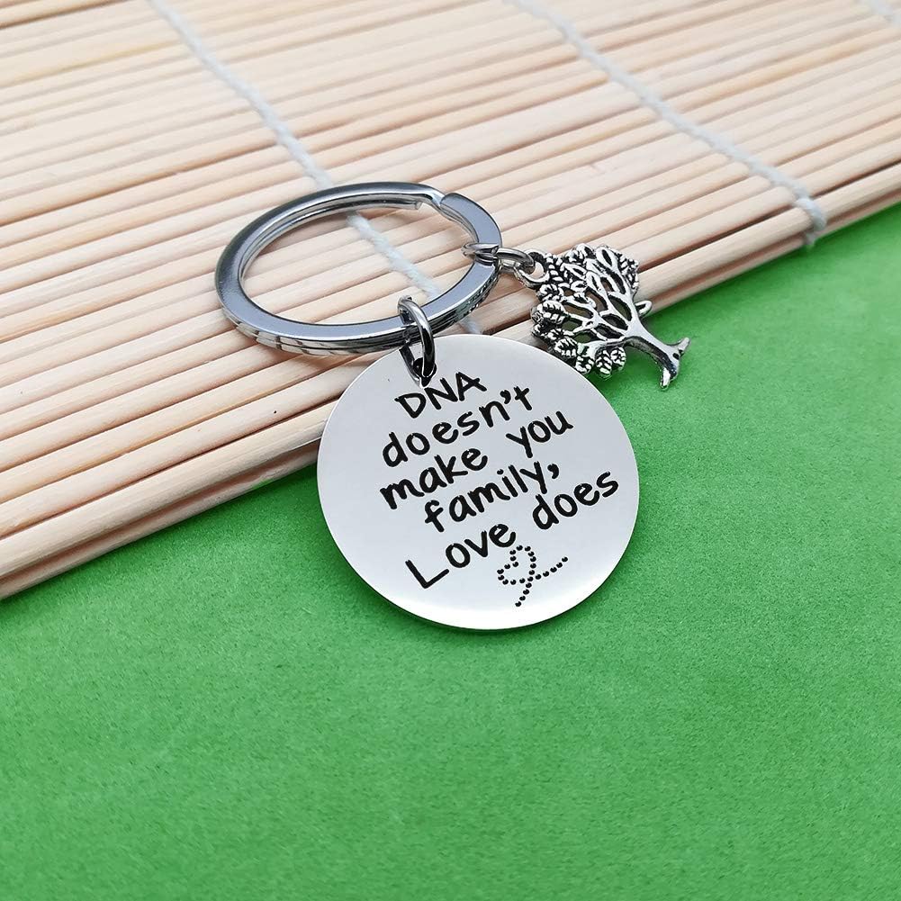Huwujiu Step Mum Keyring Step Dad Gifts DNA Doesn't Make You Family Love Does Keyring Step Parent Keychain Mother’s Day Gift Father’s Day Gift Adoption Keychain - Image 5