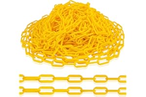 MAHOOMMAKH Yellow Plastic Chain, Yellow Chain - Plastic Chain Barrier for Crowd Control, Queue Line, Parking, 1.5-Inch Link Diameter, 100-Foot Length Plastic Safety Barrier Chain