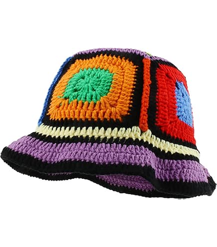 Handmade Crochet Knit‎ Bucket Hat and Scarf Set Women Multicolored Pastel Boho 2026 Handmade Crochet Hat Conical Rainbow Color Ruffled Brim  main image 3