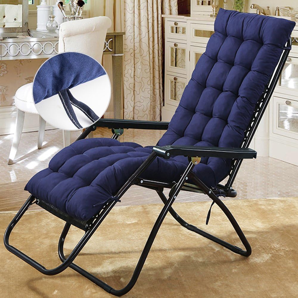 hotbesteu Sun Lounger Cushions Replacement Classic Garden Patio Chair Pad Thick Recliner Relaxer Padded Cushion (navy blue)