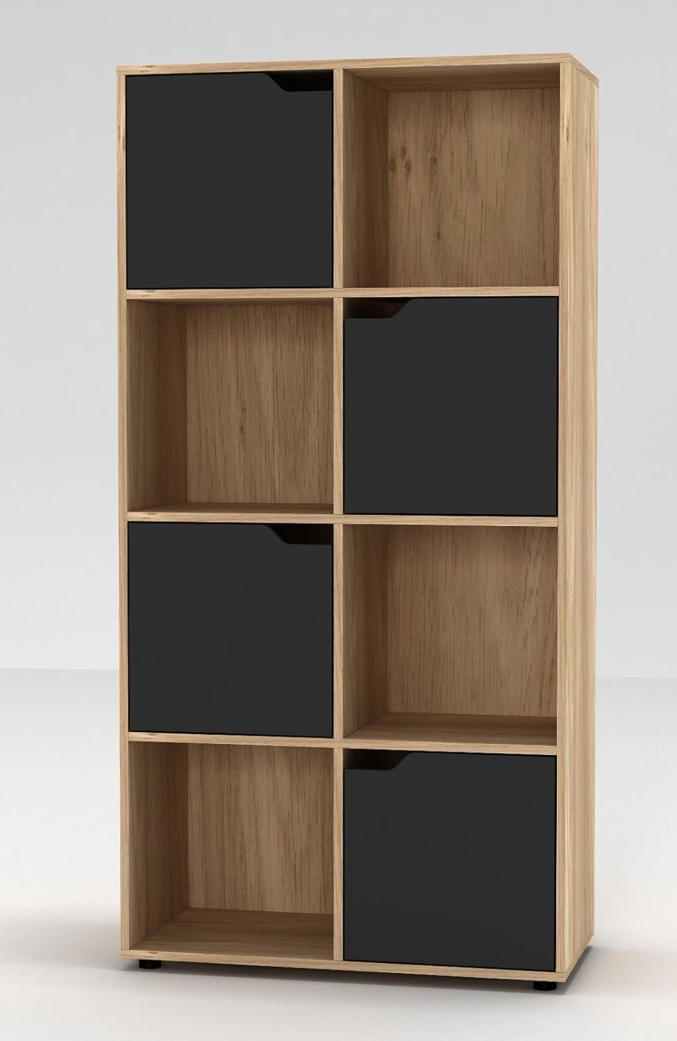 Urbnliving Wooden Black 4 Cubed Bookcase With 2 Black Doors Home Kitchen Bookcases