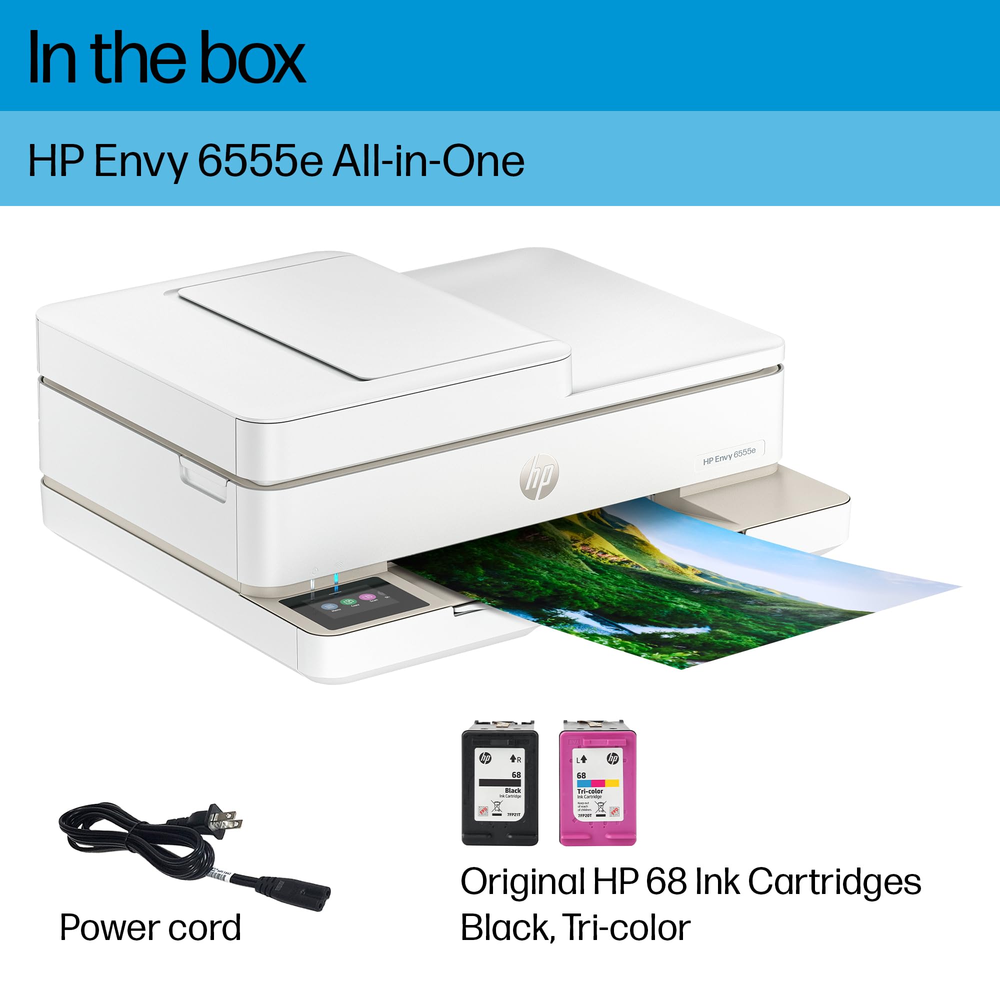 HP Envy 6555e Wireless All-in-One Color Inkjet Printer, Print, scan, Copy, Duplex Printing Best-for-Home, 3 month Instant Ink trial included (714N5A)